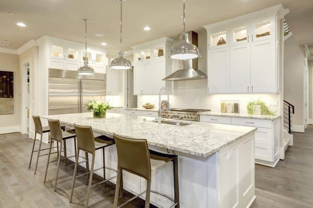 Granite countertops in sophisticated kitchen